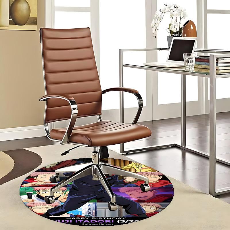 

1pc Happy Birthday Yuji Itadori Round Carpet Anime Cartoon Design, Office Chair Mat, NonSlip Rug for Home Decor, Seasonal Gift 80cm