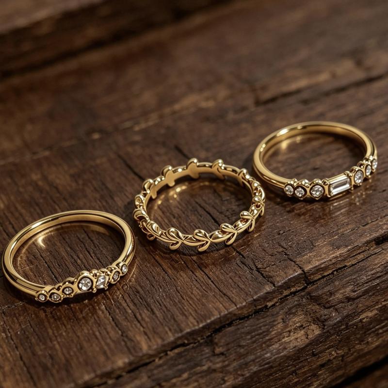 Women Twig Leaf Stackable Gold Rings Set Vintage Zircon Bands Dainty Jewelry for Birthday Holiday Anniversary