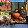 2D Flat - 2D Printing, 1pc Autumn Thanksgiving Bucket Bird Pumpkin Maple Leaf Print Courtyard Flag-Double Sided Garden Flag, Yard Decoration, Outdoor