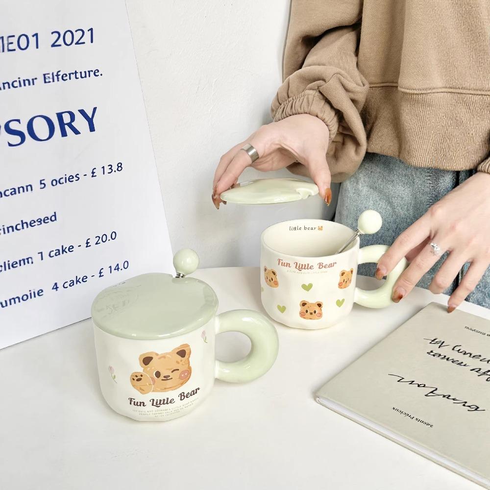 High-value bear mug, girl couple water cup, birthday gift, souvenir, office real ceramic cup