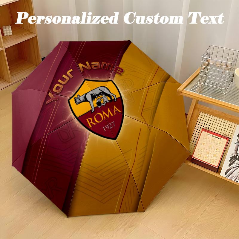 8 Rib Auto Folding Umbrella AS Roma Print Custom Name Text Portable Rain Gear