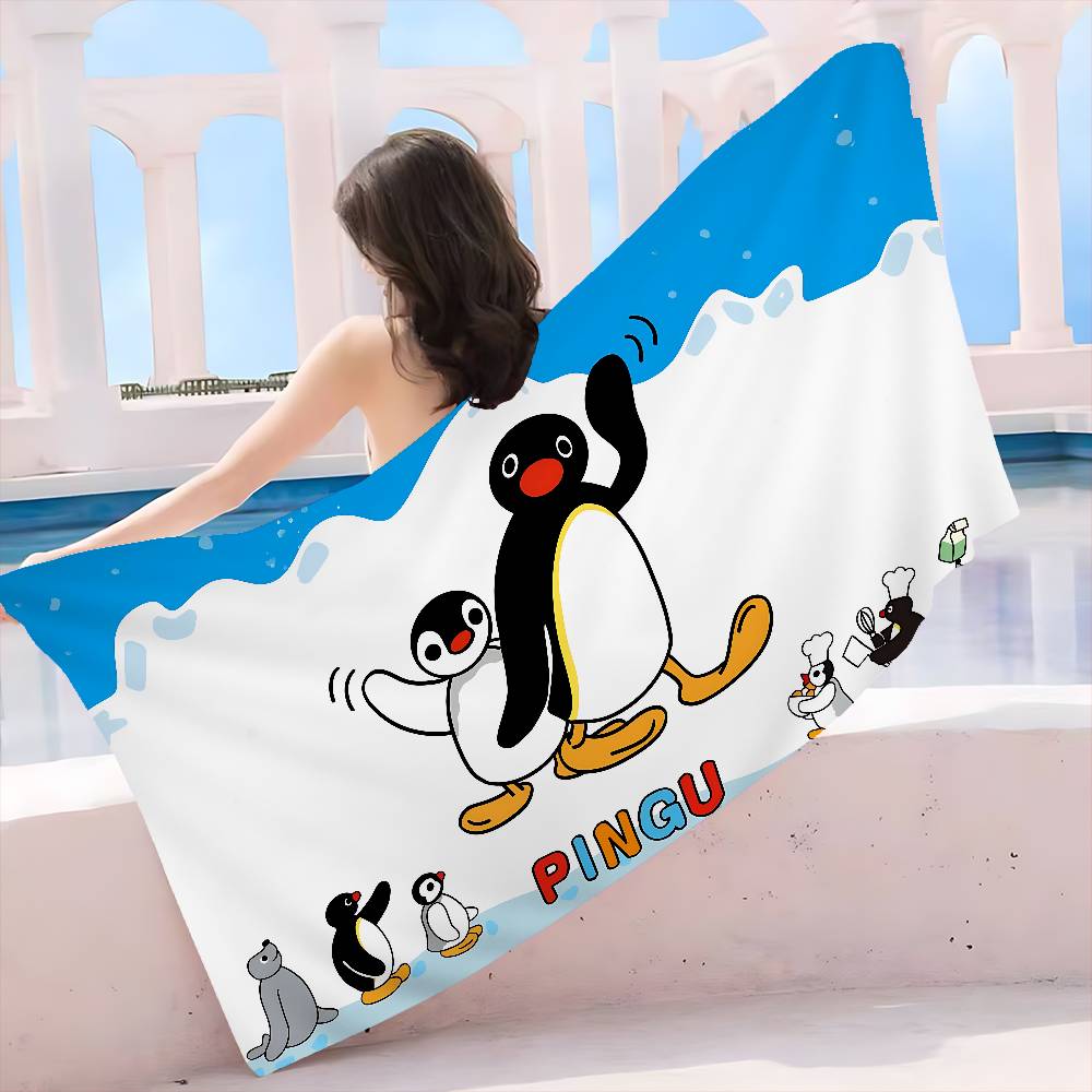 Funny P-PinguS Cute Cartoon Microfiber Blanket Quick Drying Beach Towels Oversized Printing Super Absorbent Pool Towel Blanket