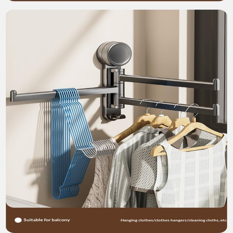 Swivel Towel Rack, 3-Arm Suction Cup Towel Holder, Thicken Aluminum Swing Out Towel Bar, Rustproof Space Saving Towel Hanger