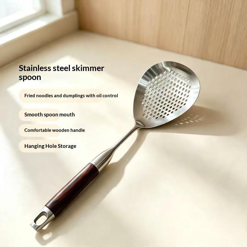 Stainless Steel Ladle Skimmer Heavy Duty Fine Mesh High Heat Resistant Food Strainer for Home Kitchen Hot Pot Cooking