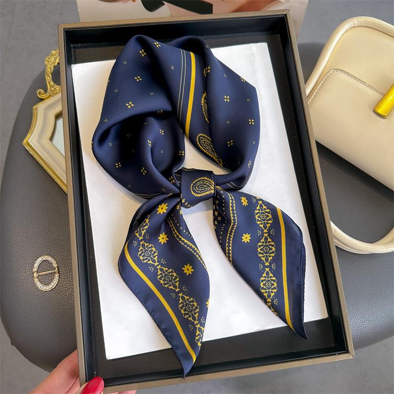 70cm Silk Square Satin Scarf Women Paisley Print Neck Tie Summer Hair Wrist Bandana Headkerchief Shawl Wrap Hijab Echarpe