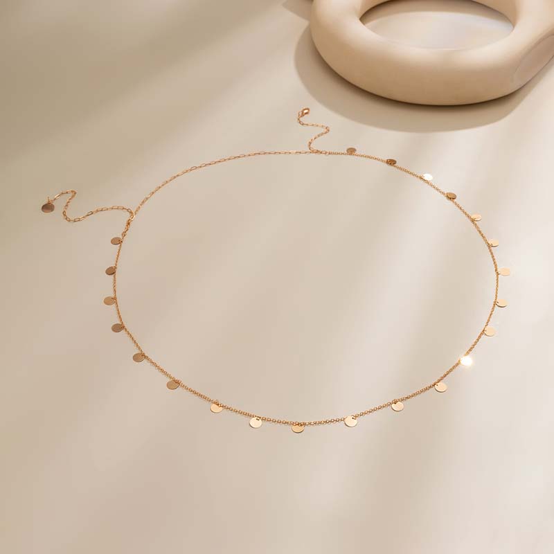 Fashion Metal Sequin Round Pendant Back Chain Necklace For Women Simple Long Tassel Sexy Body Chain Jewelry Accessories