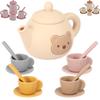 Silicone Tea Party Set Kid Tea Set Beverage Gathering Kit Children Party Role Game Kitchen Pretend To Play Tea Time Toy Kid Gift