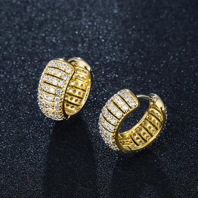 Huitan Trendy Sparkling Cubic Zirconia Hoop Earrings Women Daily Wearable Jewelry Fashion Noble Lady Delicate Accessories Gift
