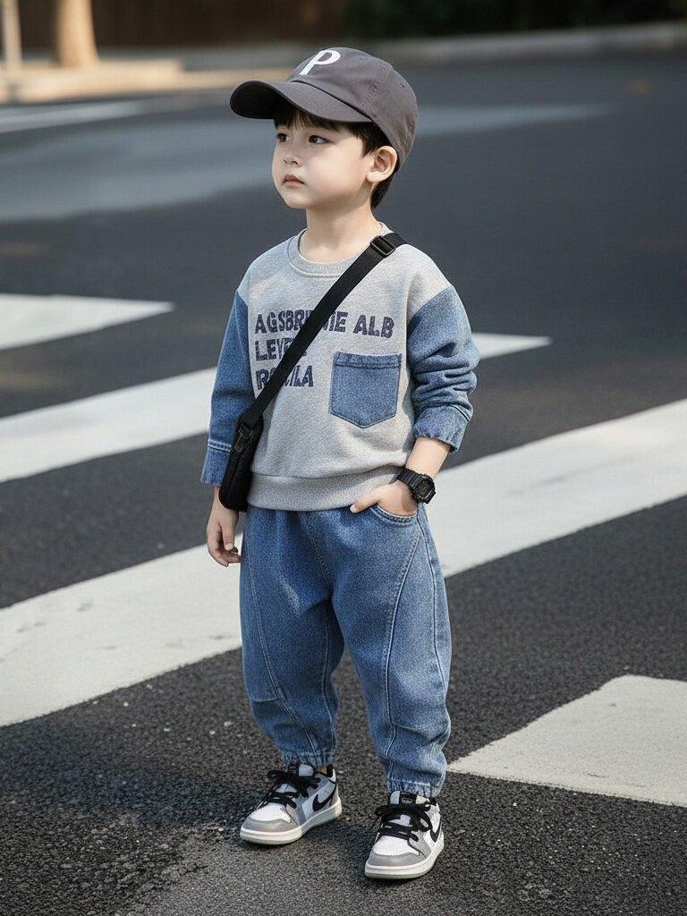 Boys' Stylish Spring & Autumn Hoodie Set 2026: Cool Two-Piece Baby Outfit
