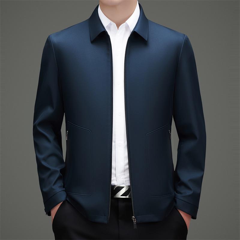 Spring 2026 Men's Lapel Casual Jacket - Middle-aged Dad Business Coat