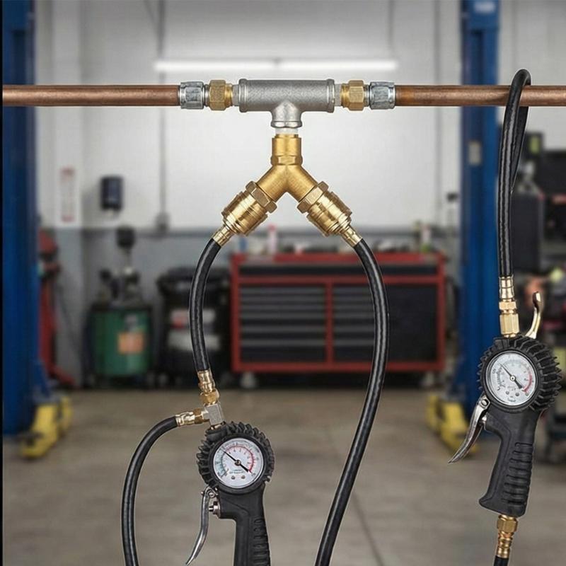 Y Splitters 1/4Inch Air Hose Quick Coupler Compressed Air Distributors 2 Way Air Switches Connectors Pneumatic Tees Joint