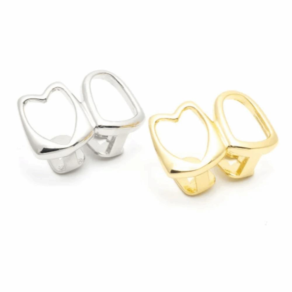 1/2pcs Hip Hop Hollow Heart Tooth Grillz Rhinestone Dental Grills Wearable Tooth Jewelry  Daily
