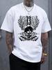 Black "13" Skull & Wings Graphic T-shirt - Casual Crew Neck