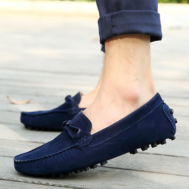 2022 Summer Fashion Genuine Leather Loafers Men Comfortable Suede Driving Shoes Slip-On Flat Shoes Casual Men Mocasines Hombre