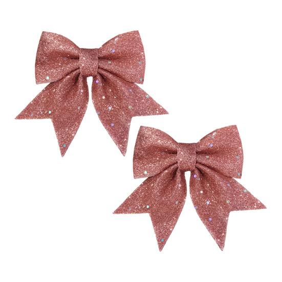 2Pcs Christmas Glitter Bowknot Reusable DIY Xmas Tree Gift Box Wreath