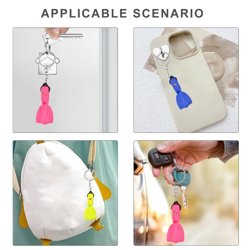 Porte-clés Palmes de Plongée en Silicone Porte-clés Palmes de Plongée Polyvalent Accessoire Suspendu pour Clés et Sacs à Dos