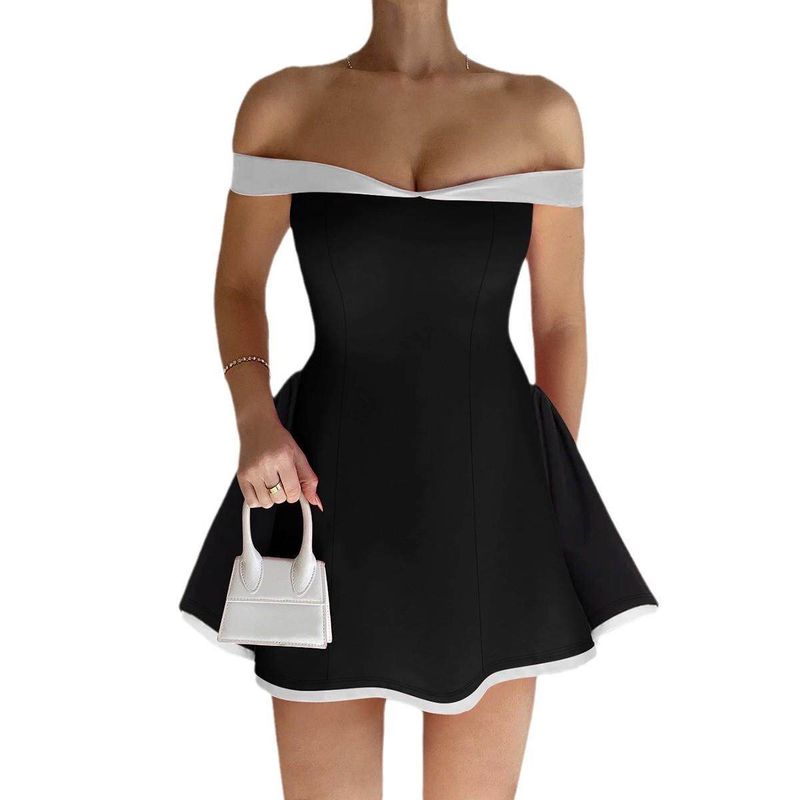 2024 Autumn/Winter European and American Women's Fashion Cross-Border New Arrivals: Stylish and Sexy Strapless One-Shoulder Slim-Fit Short Dress