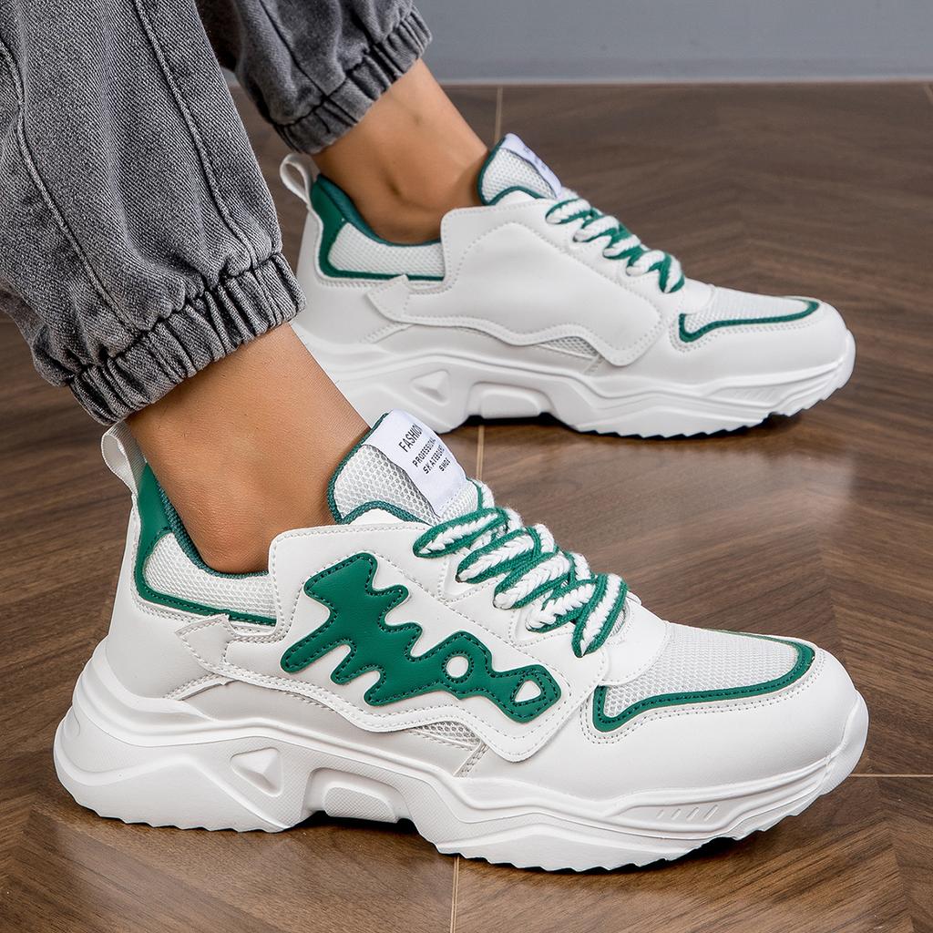 TUINANLE Man's Sports Shoes Mesh Breathable Platform Sneakers Men Lace-up Thick Soled Running Shoes