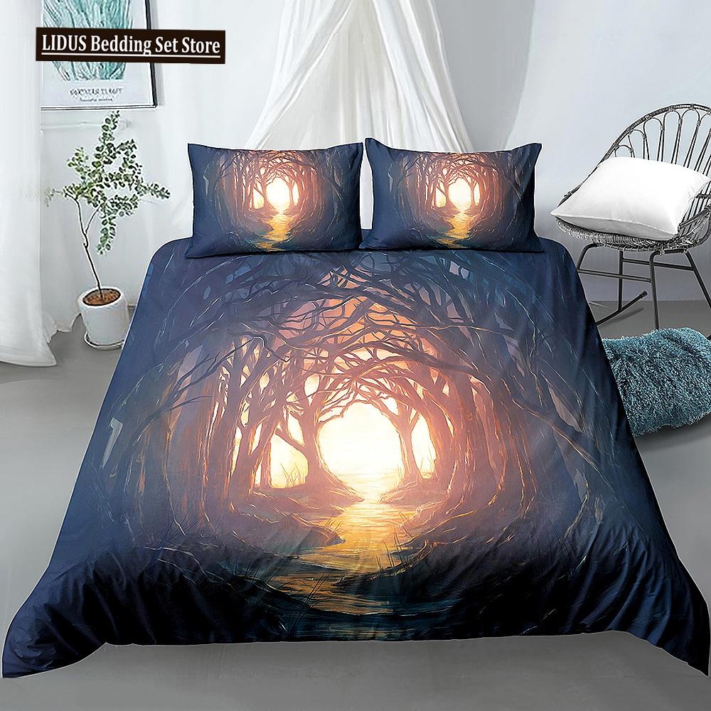 Beautiful Scenic Duvet Cover Set 3D Print Landscape Bedding Set Polyester Comforter Cover With Pillowcases For Kids Men Women