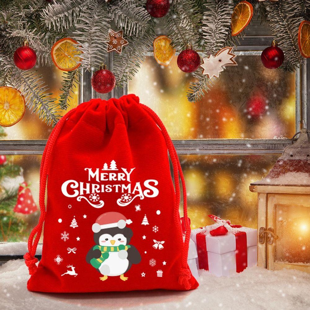 5/10pcs Drawstring Pouch Christmas Velvet Bags Jewelry Packaging Storage Bag  For Christmas