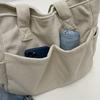 Large Capacity Women's Corduroy Tote Bag Casual Striped Shoulder Bag with Fixed Straps Zipper Handbag for Daily Commuting