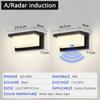 Outdoor Waterproof Wall Light LED 15W Radar Sensing Indoor Bedroom Living Room Outdoor Porch Wall Light Garden Decorative Light
