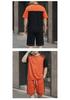 2026 Men's Plus Size Patchwork Short Sleeve Summer Casual Suit - Round Neck Sports Shorts Two-Piece Set