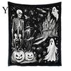 Personalisierbare Samt-Kunstdecke Halloween DIY Maldecke, Überwurf mit Geistermustern, Waschen Sie Ihre eigene gemütliche Decke zum Ausmalen für Erwachsene und Kinder,