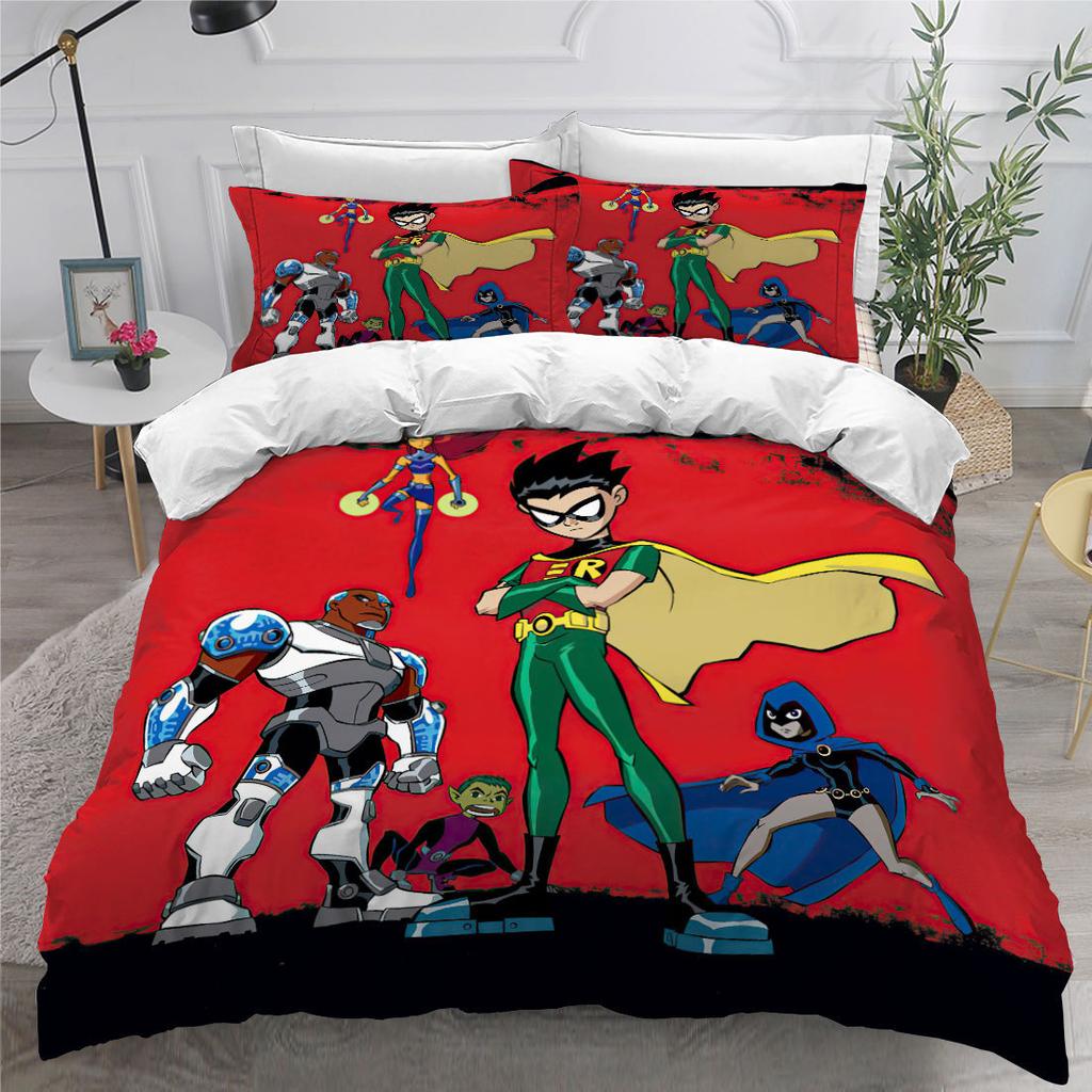 Animation 3D Digital Printing Three-Piece Home Textile Diy Quilt Cover Bed Pillowcase