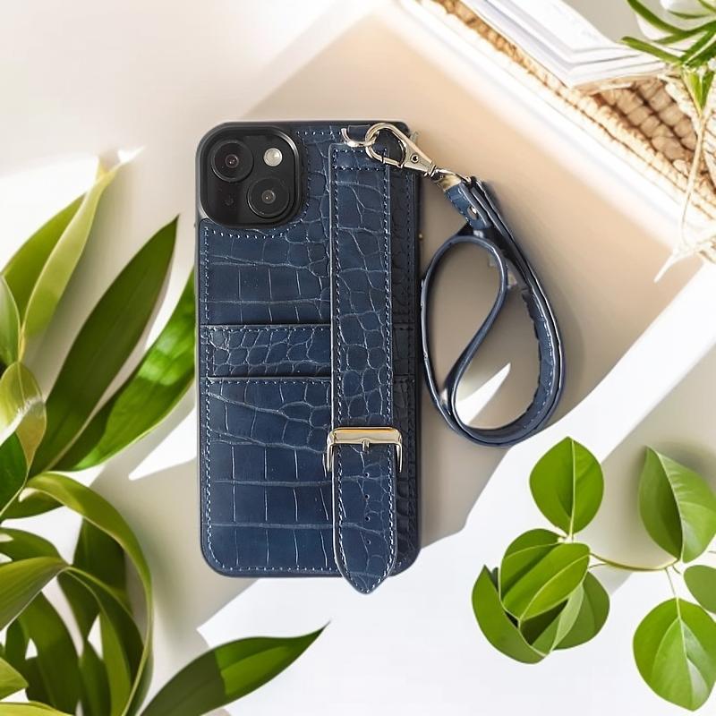 Luxury Crocodile Texture Leather Phone Case for 15 Pro Max, Slim Fit Anti-Scratch Protective Cover with Card Slot