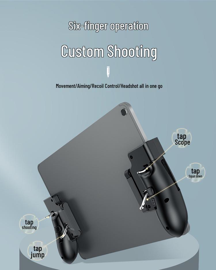 New Hot-Selling Six-Finger Mobile Game Controller with Fan Cooling & Gun Pressure Feature