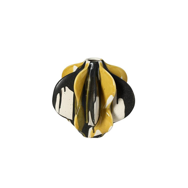 Creative Ceramic Vase Painted Flowerpot Geometric Star Fruit Flower Vase Flower Arrangement Accessories Home Decoration