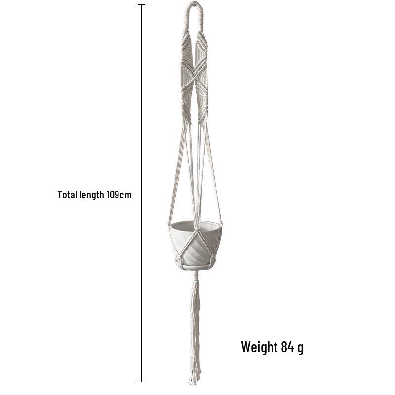 Creative Woven Hanging Flower Pot Basket with Net Bag Decoration