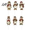 Cute Cartoon Holiday Picks 6 Pcs Large Christmas Tree Picks Wooden Santa Snowman Gingerbread Ornaments Xmas Man Party Supplies Topper Decoration for