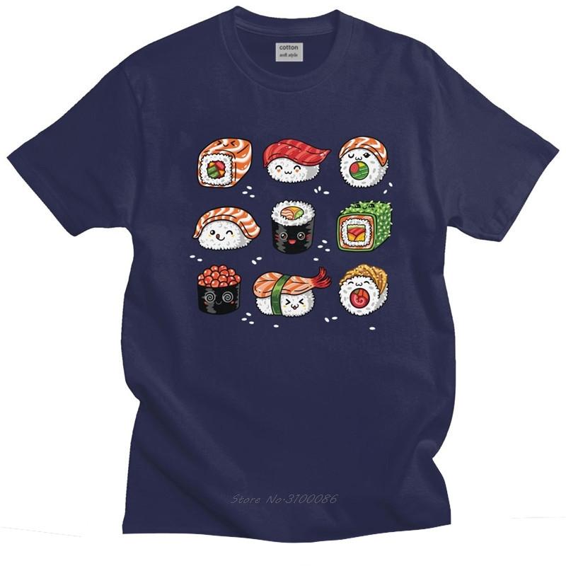 Kawaii Japan Sushi T Shirt Unisex Soft Cotton Handsome Tshirt Short Sleeved Cartoon Tshirt Anime Unisexga Tee Tops Loose Fit Clothing