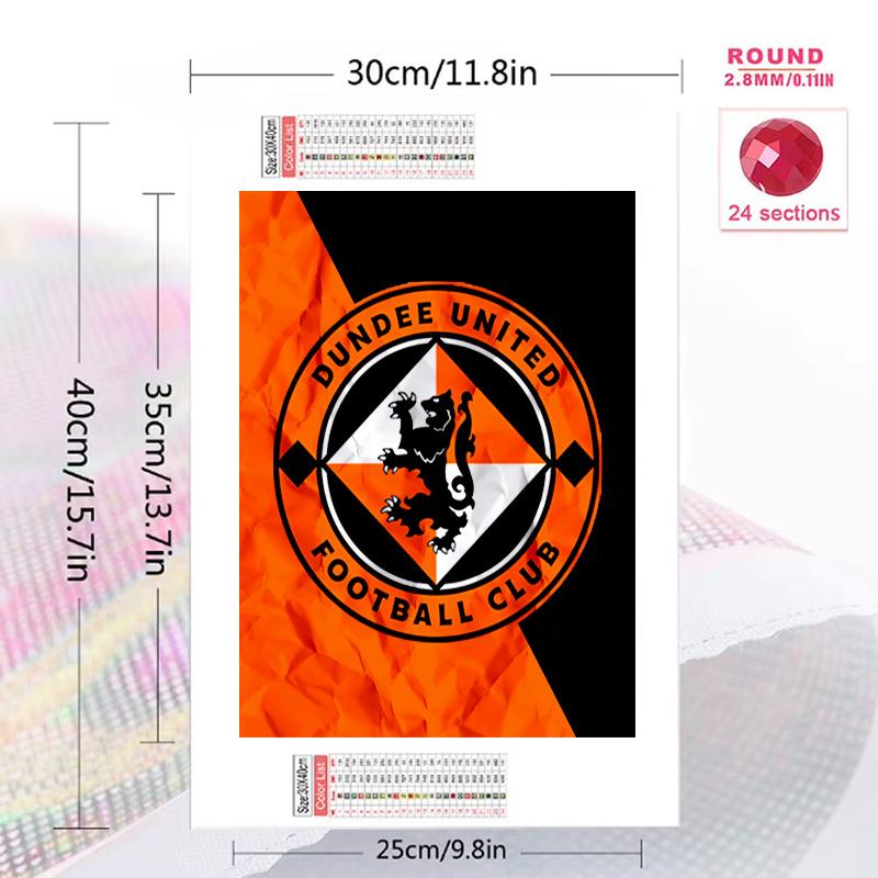 Dundee United FC Pattern 3pcs 100% Round Full Drill 5D DIY Diamond Painting Embroidery Cross Stitch Rhinestone Décor
