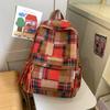 Autumn And Winter Retro Woolen Plaid Schoolbag College Style Junior High School Girls High Value Backpack