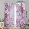 2 Pcs 2D Butterfly & Pink Daisy Sheer Curtains – Spring Party & Holiday Decor for Home