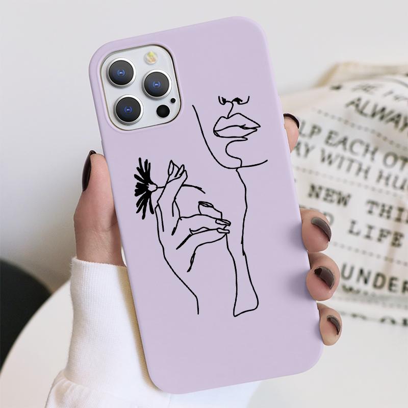 Abstrakte Blumen Kunst Linie Hülle Für Samsung Galaxy A51 A32 A31 A71 A21s A72 A12 A50 A22 A52 S20 FE S21 S8 S10 S9 Plus Ultra Hülle