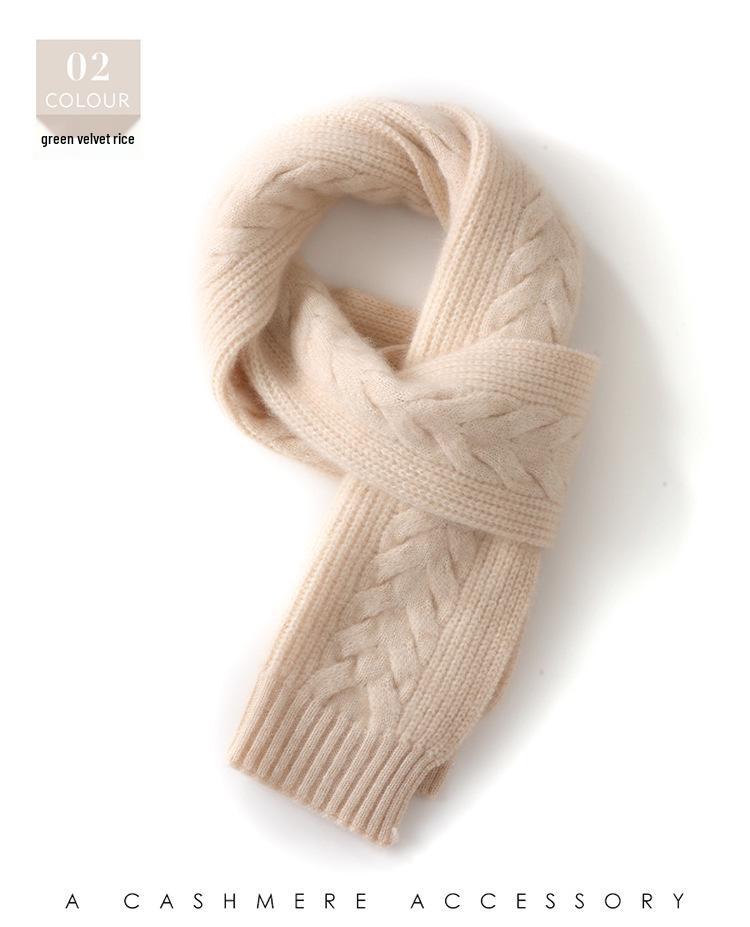 Simple! Unisex Cable Knit Cashmere Scarf: Winter Thick & Versatile Neck Warmer