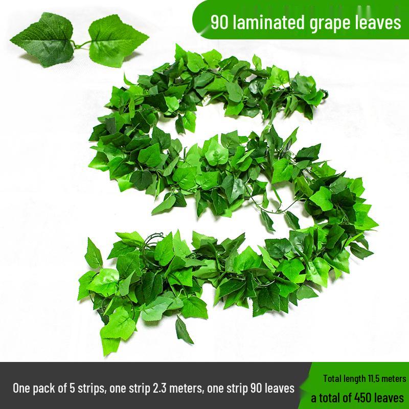 Efeutute Weinblätter Künstliche Deckenranke mit Rattan und Grünem Laub