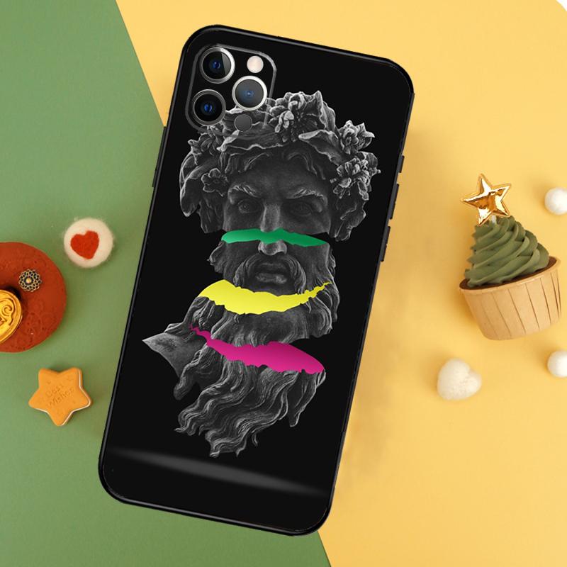 Greek God Statue Face Funda For iPhone 11 12 13 14 16 15 Pro Max Mini XS Max X XR SE2 7 8 14 16 15 Plus Phone Case