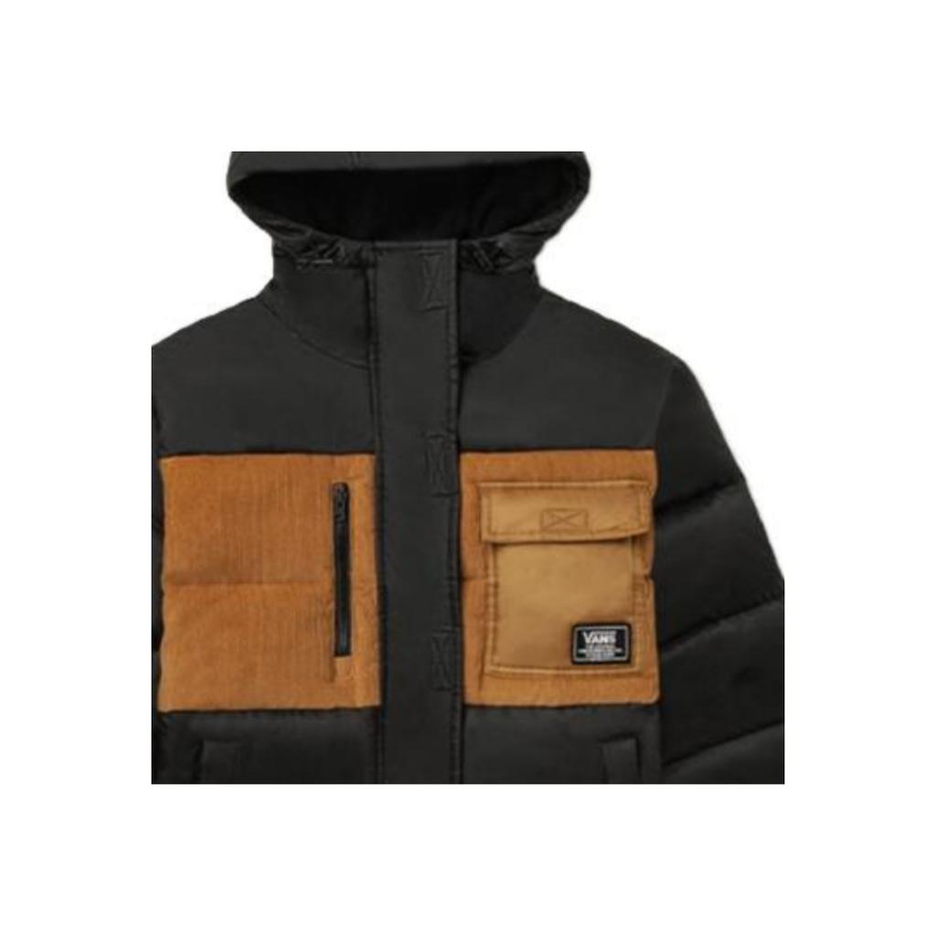 Vans Pocket Color Block Hooded Down Jacket Men Outerwear Black VN0A5F6VBLK