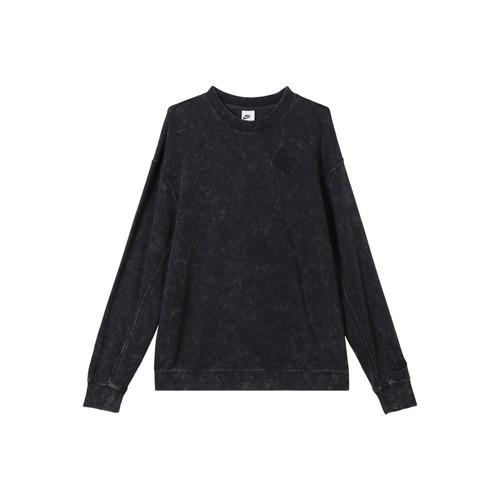 Nike logo crewneck pullover solid color long sleeve sweatshirt for men S чёрный