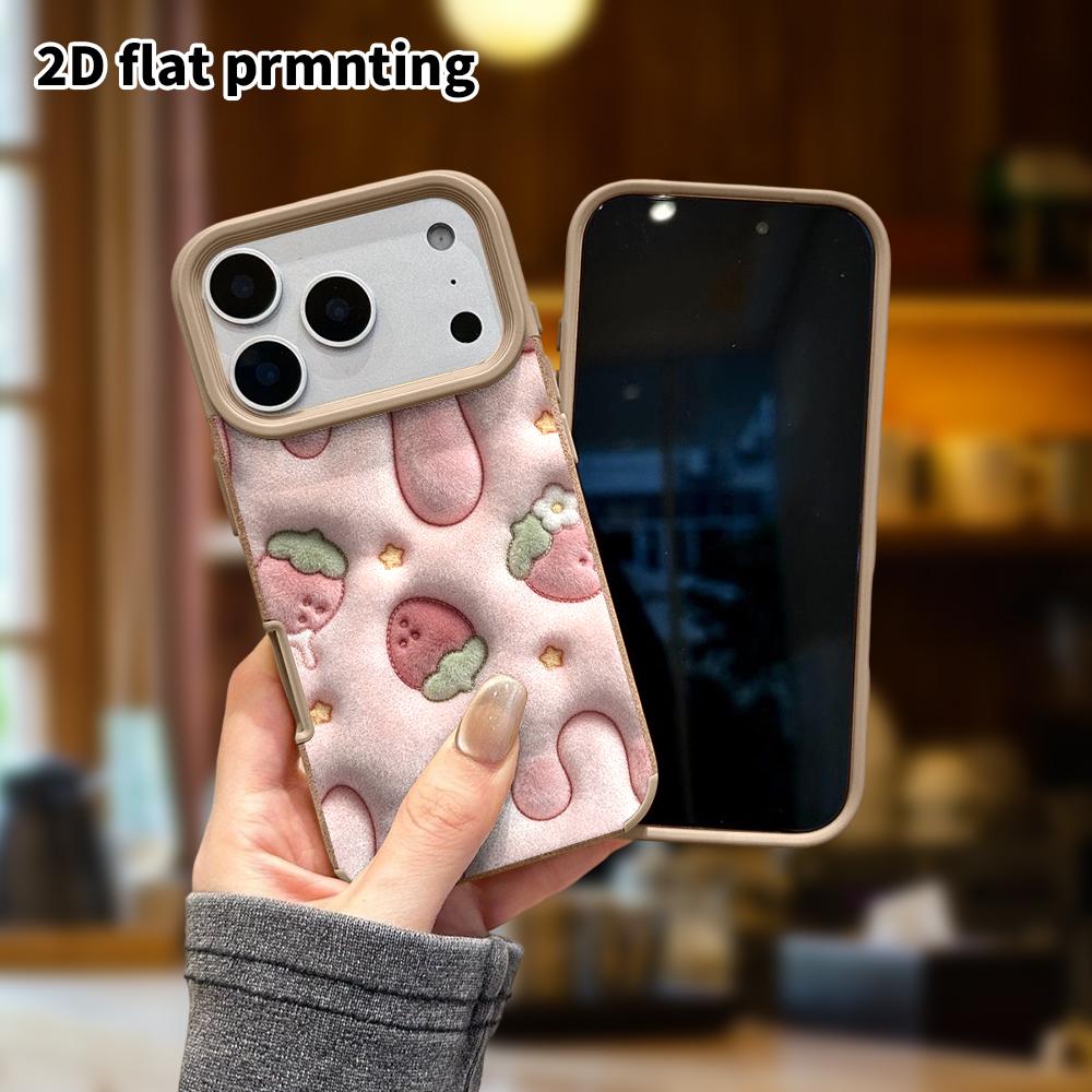 Phone Case: Lambskin 2D Flat Samsung Galaxy A34 A35 M05 M06 S20 S22 S21 FE Plus 5G Protective Case, Pink Strawberry, Christmas and Halloween Gift