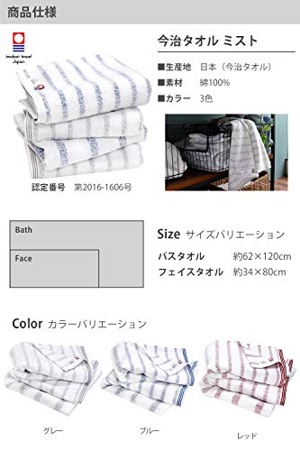 Imabari Towel Face 4-Piece Set Soft Instant Absorbent Quick Dry Indoor Drying 100 Cotton Made Japan Certified Hiorie Mist (Blue)