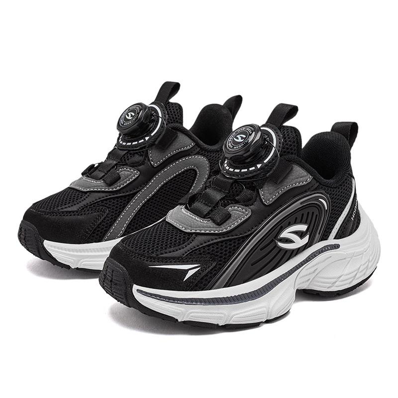 

Летняя спортивная обувь для мальчиков с вращающейся пряжкой Single Net, универсальные кроссовки для бега на открытом воздухе, повседневная обувь для девочек 27 чёрный