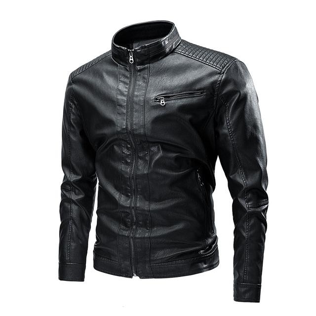 Men's PU Leather Jacket Spring Autumn Casual Vintage Coat Male PU Jacket
