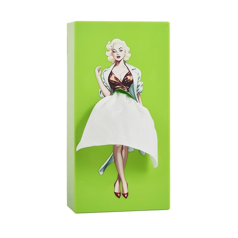 Caja de Pañuelos Creativa con Falda Voladora para Belleza, Caja de Almacenamiento para Niña con Falda de Dosel, Caja de Papel de Chica Anime, Decoración de Escritorio de Lujo Ligero O