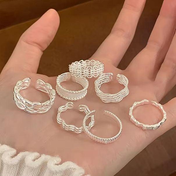 VENTFILLE 925 Sterling Rings for Women Fashion Geometric Handmade Irregular Line Ring Party Birthday Gift Dropshipping